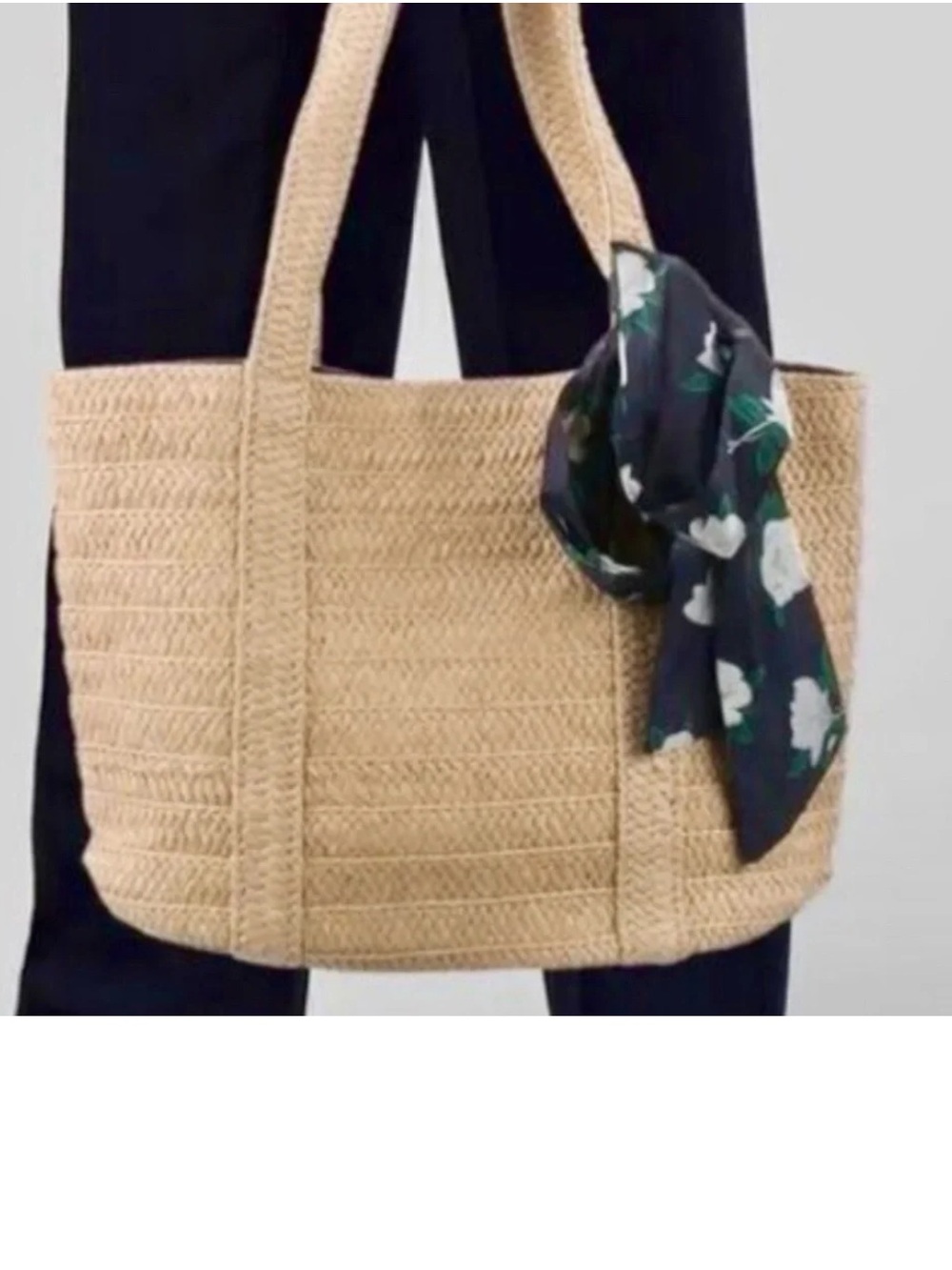 NWT Draper James Straw Summer Bag with Floral Scarf - NATURAL, OS, BNWTIB